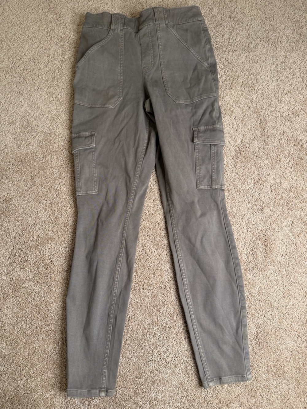 SPANX‎ Stretch Twill Ankle Cargo Pants Green Gray Size Medium